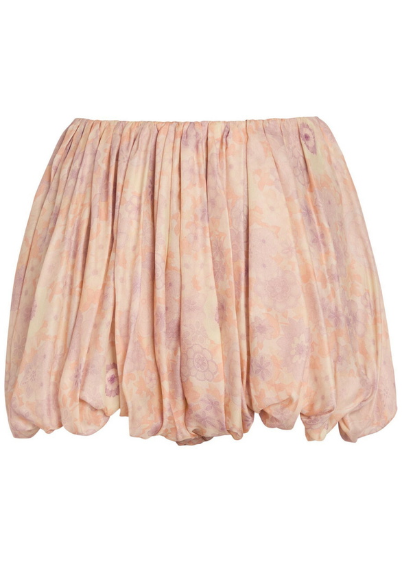 Photo: Chloe Floral-print Gathered Silk Shorts Pink