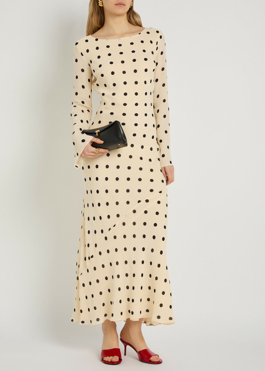 Reformation Esra Polka dot Chiffon Maxi Dress White
