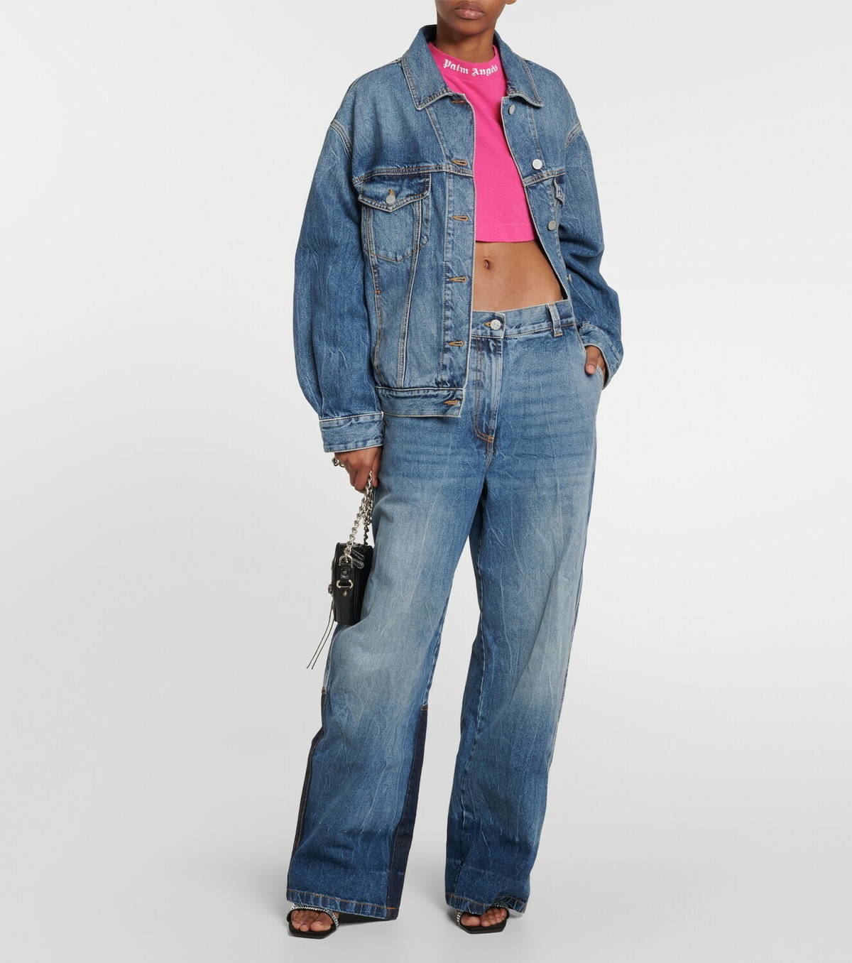 デニム・ジーパン PALM ANGELS Woman Jeans Denim PWYB031F23DEN001 4060 PALM ANGELS デニム ジーンズ (Palm Angels/デニム・ジーパン