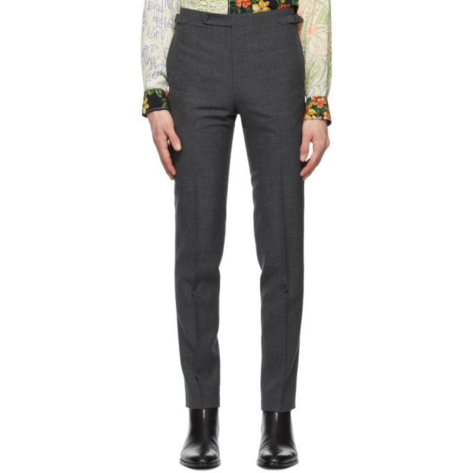 Husbands Grey Fresco Tapered High-Waisted Trousers Husbands