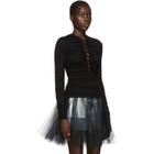 Unravel Black Front Lace-Up Long Sleeve T-Shirt