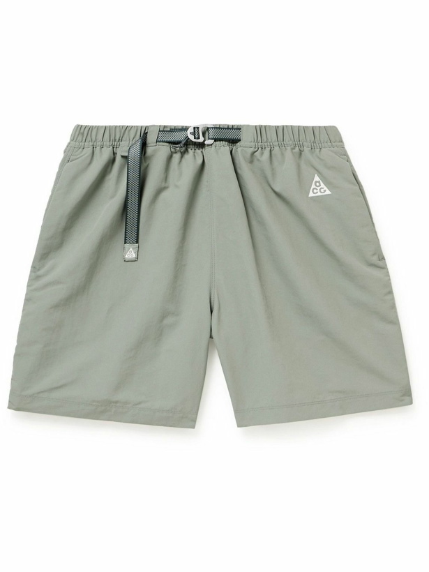 Photo: Nike - ACG Straight-Leg Logo-Embroidered Belted Nylon Shorts - Green