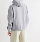 JACQUEMUS - Logo-Embroidered Mélange Fleece-Back Organic Cotton-Jersey Hoodie - Gray