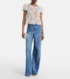 Self-Portrait Striped wide-leg jeans