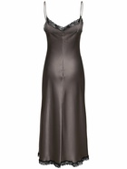 ALBERTA FERRETTI Satin & Lace Midi Dress