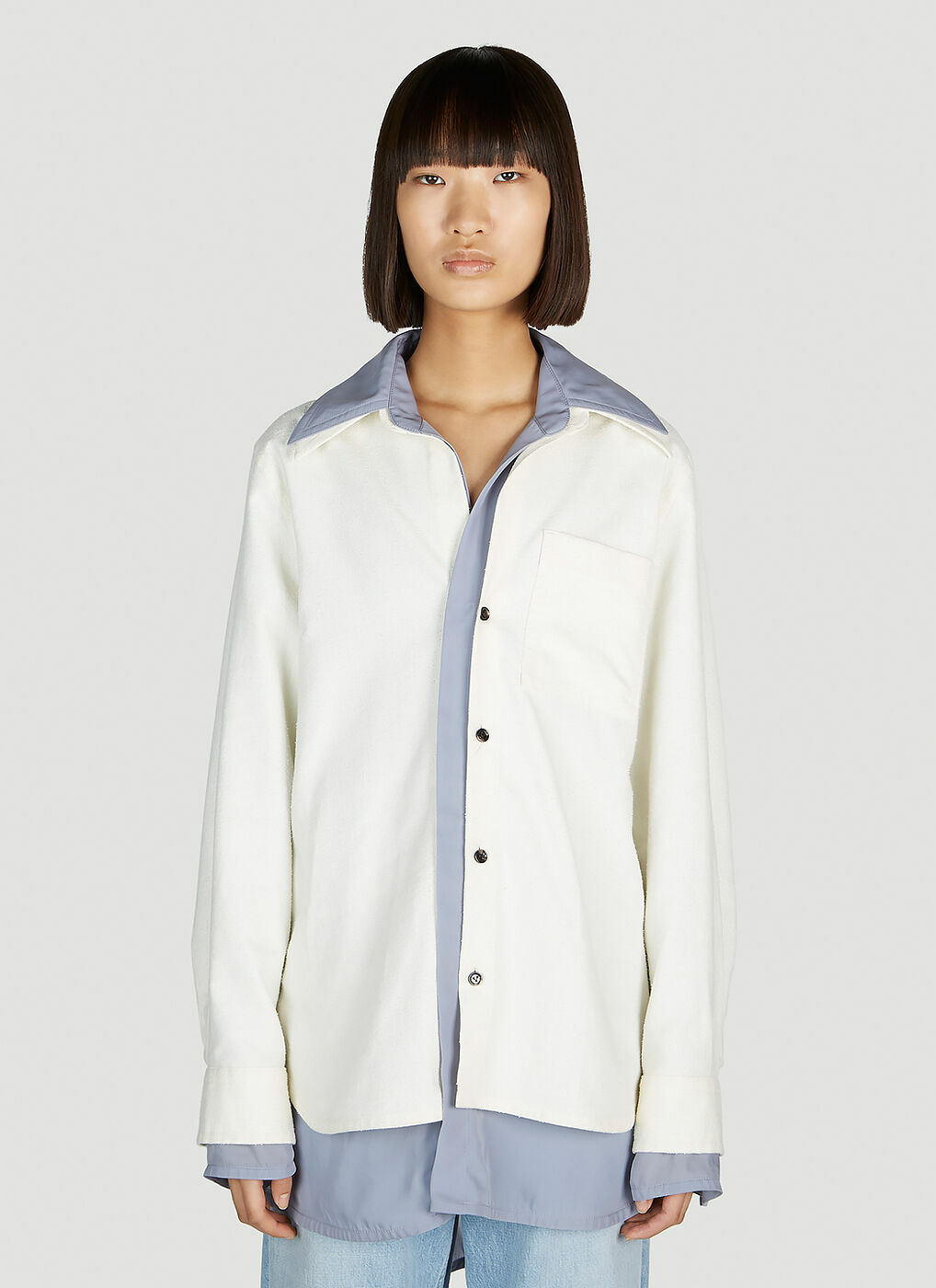 Bottega Veneta - Double Layer Shirt in White Bottega Veneta