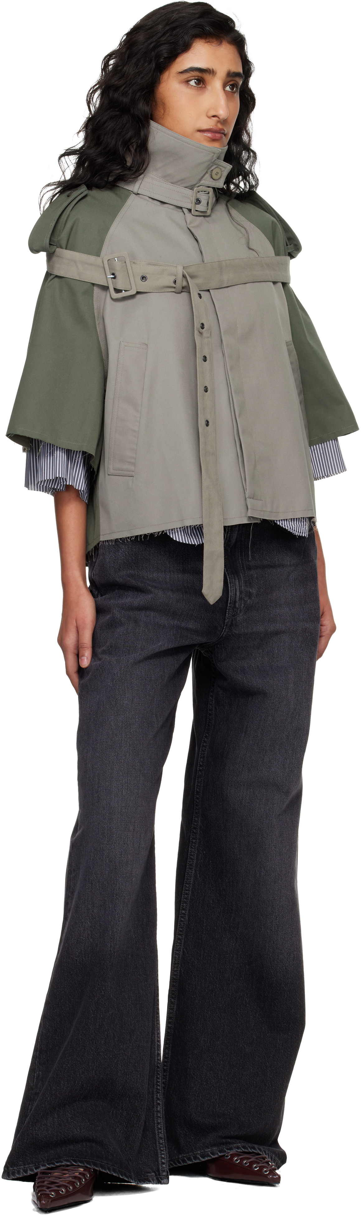 Ottolinger Beige & Khaki Chopped Trench Jacket