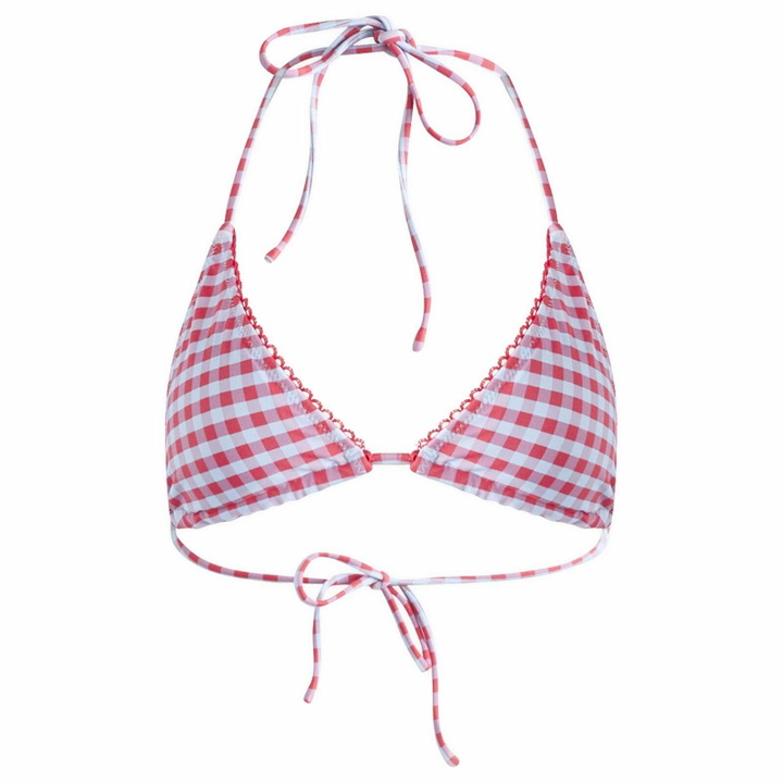 Photo: Damson Madder Women's Triangle Bikini Top in Blue/Red