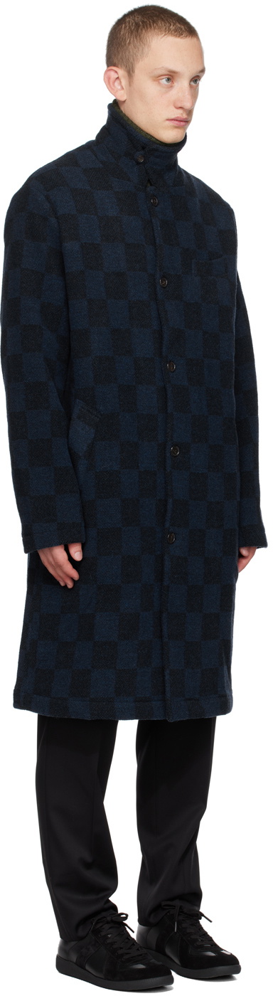 Universal Works Navy Check Coat