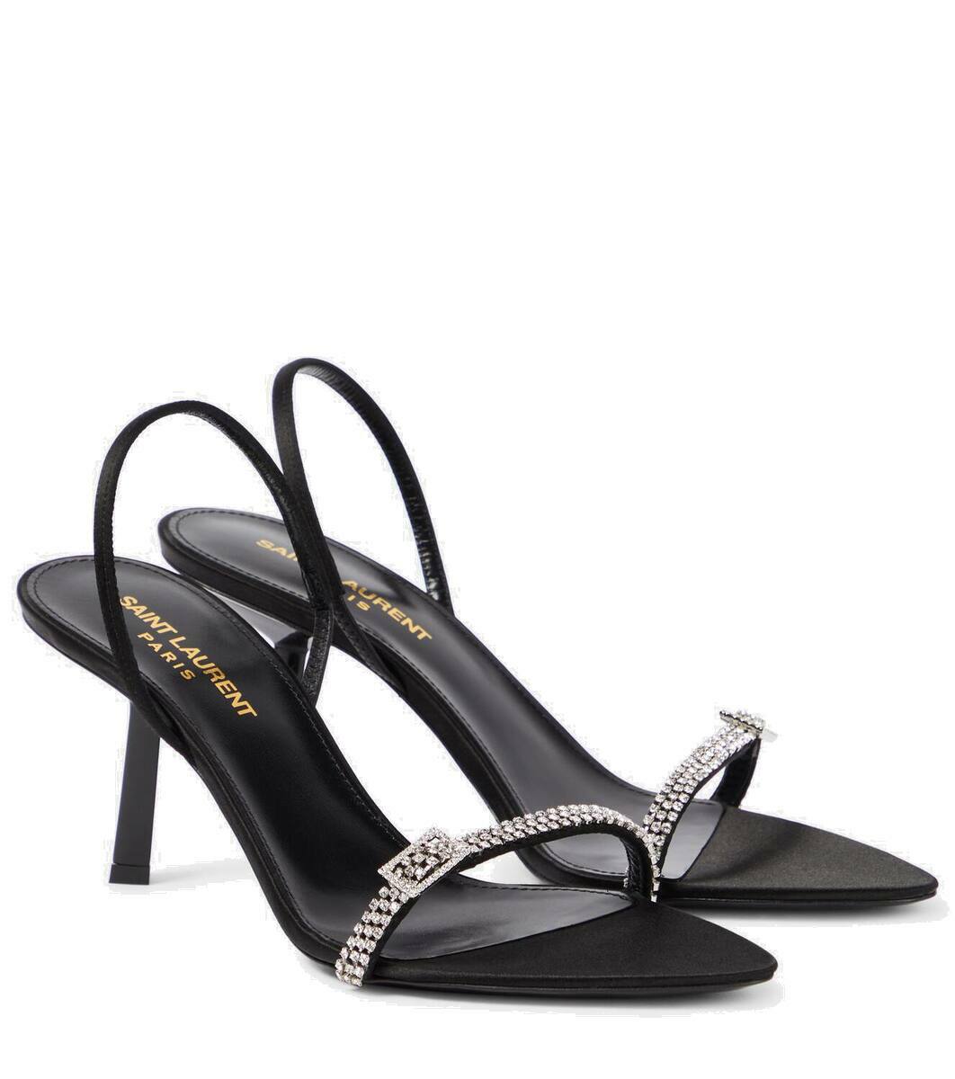 【24SS NEW】SAINT LAURENT/RENDEZ-VOUS スリングバックサンダル Saint Laurent Rendez-Vous satin slingback sandals Saint Laurent