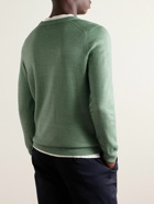 Etro - Logo-Embroidered Two-Tone Wool Sweater - Green