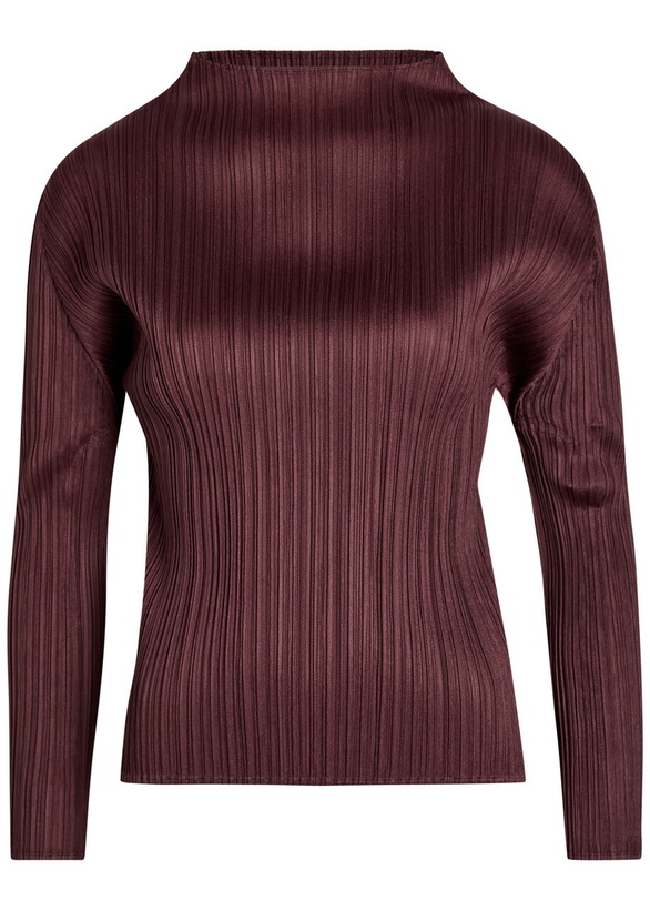 Photo: Pleats Please Issey Miyake Pleated Mock-neck Woven top Bordeaux