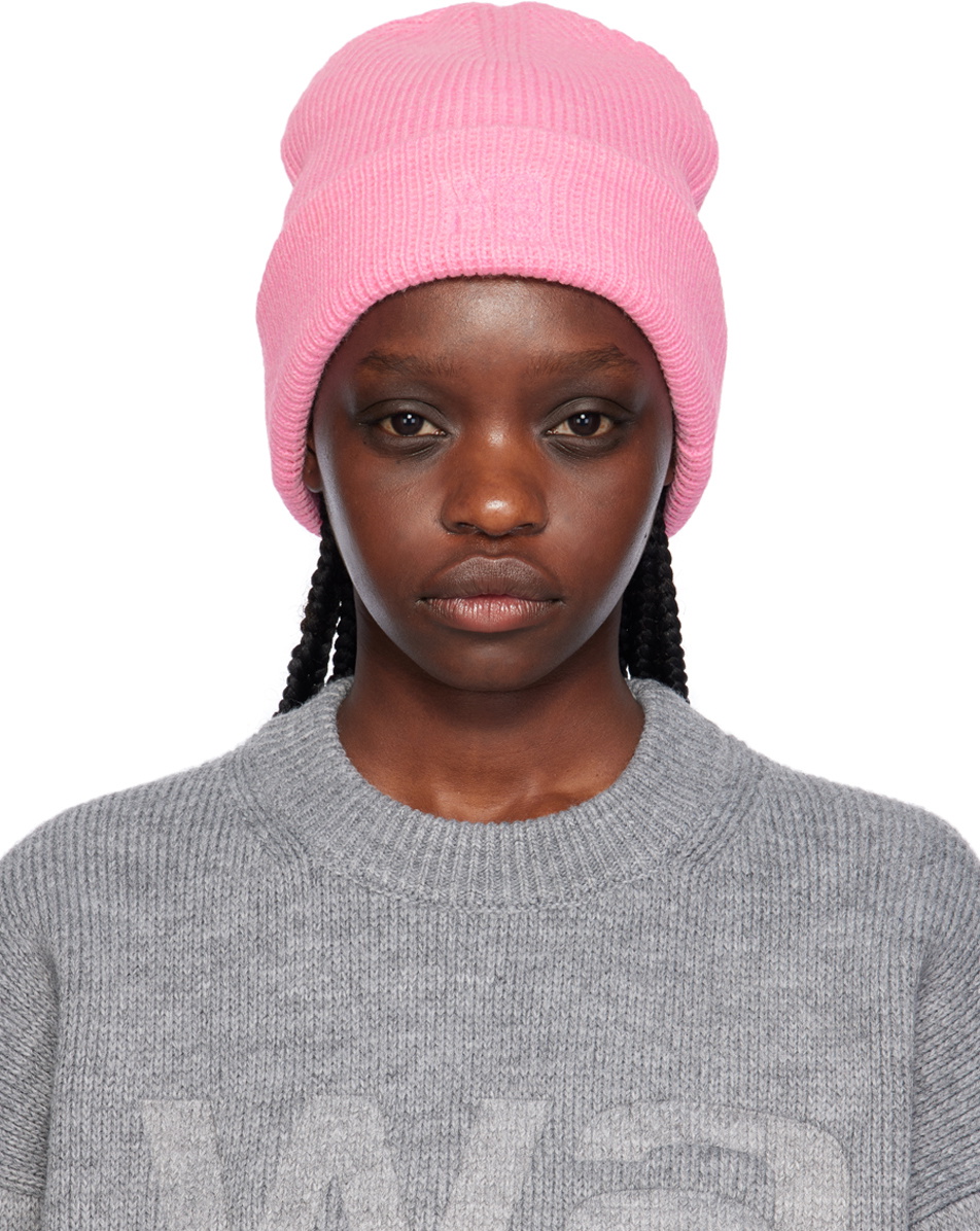 alexanderwang.t Pink Logo Compact Deboss Beanie