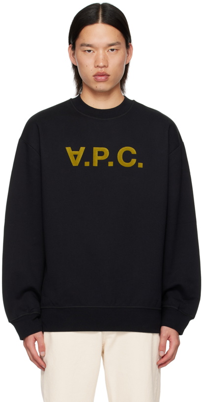 Photo: A.P.C. Black Oversize Grand 'V.P.C.' Sweatshirt