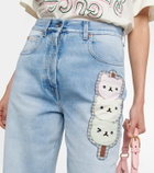 Gucci - Embroidered wide-leg denim jeans