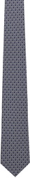 Ferragamo Navy Gancini Print Silk Tie