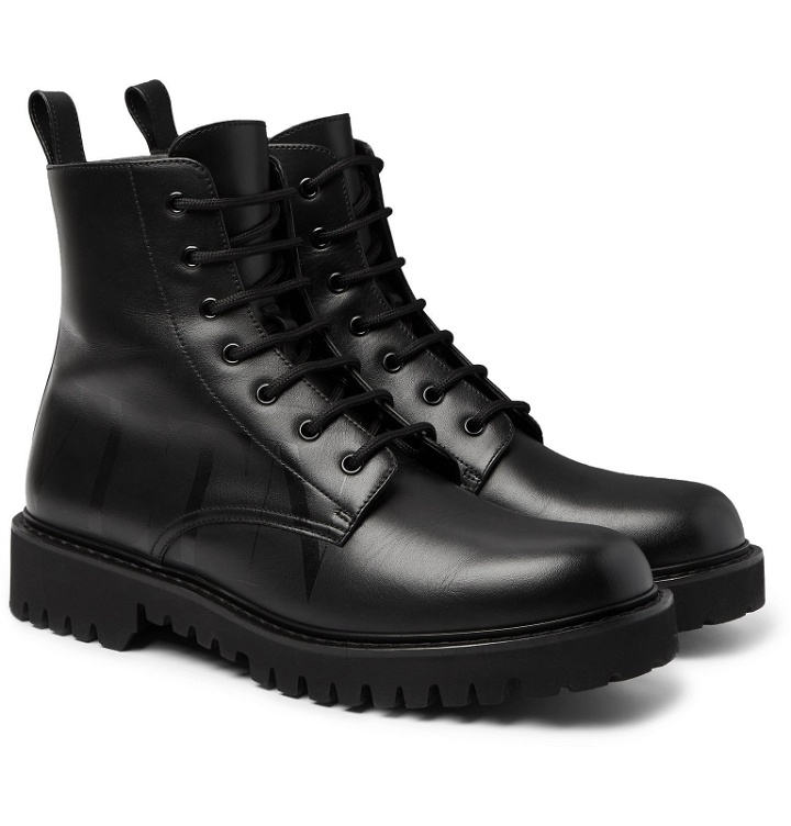 Photo: Valentino - Valentino Garavani Logo-Print Leather Boots - Black