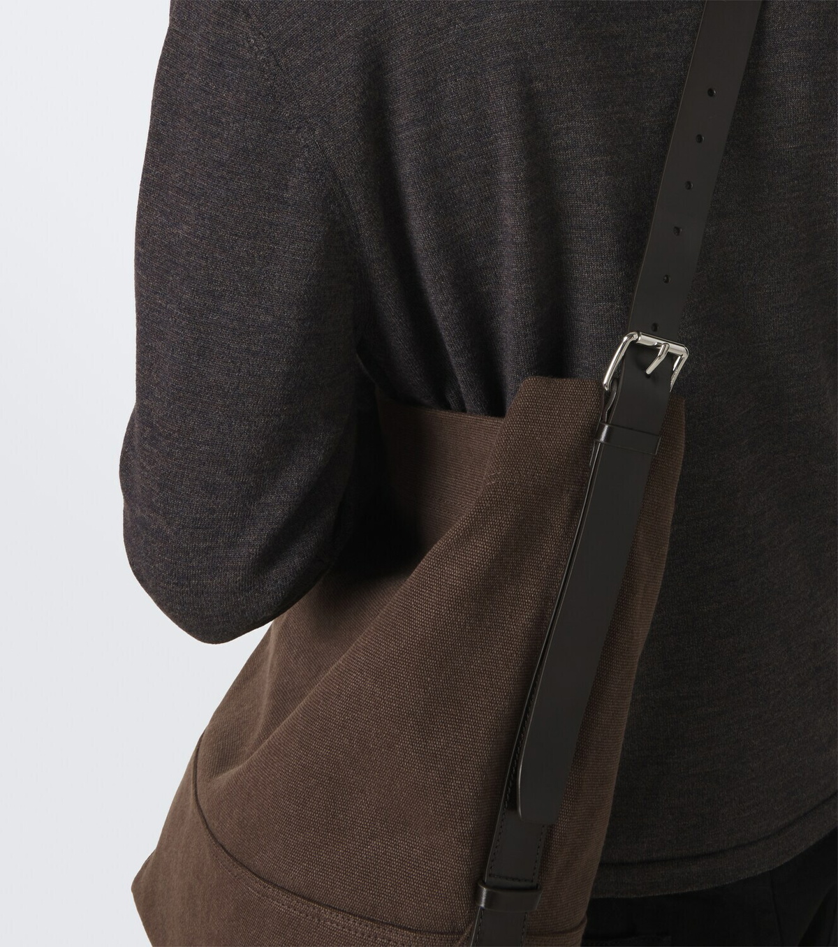 Lemaire Belted leather-trimmed canvas tote bag
