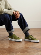 Converse - One Star Pro Leather-Trimmed Suede Sneakers - Green