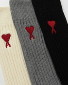 Ami Paris Three Pack Ami De Coeur Socks Multi - Mens - Socks