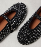 Alaïa Crystal-embellished suede ballet flats