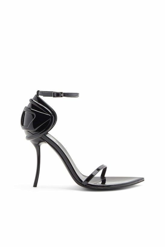 Photo: Diesel D-Ten & Half-Stiletto sandals in patent leather - Sandals Womens in Black