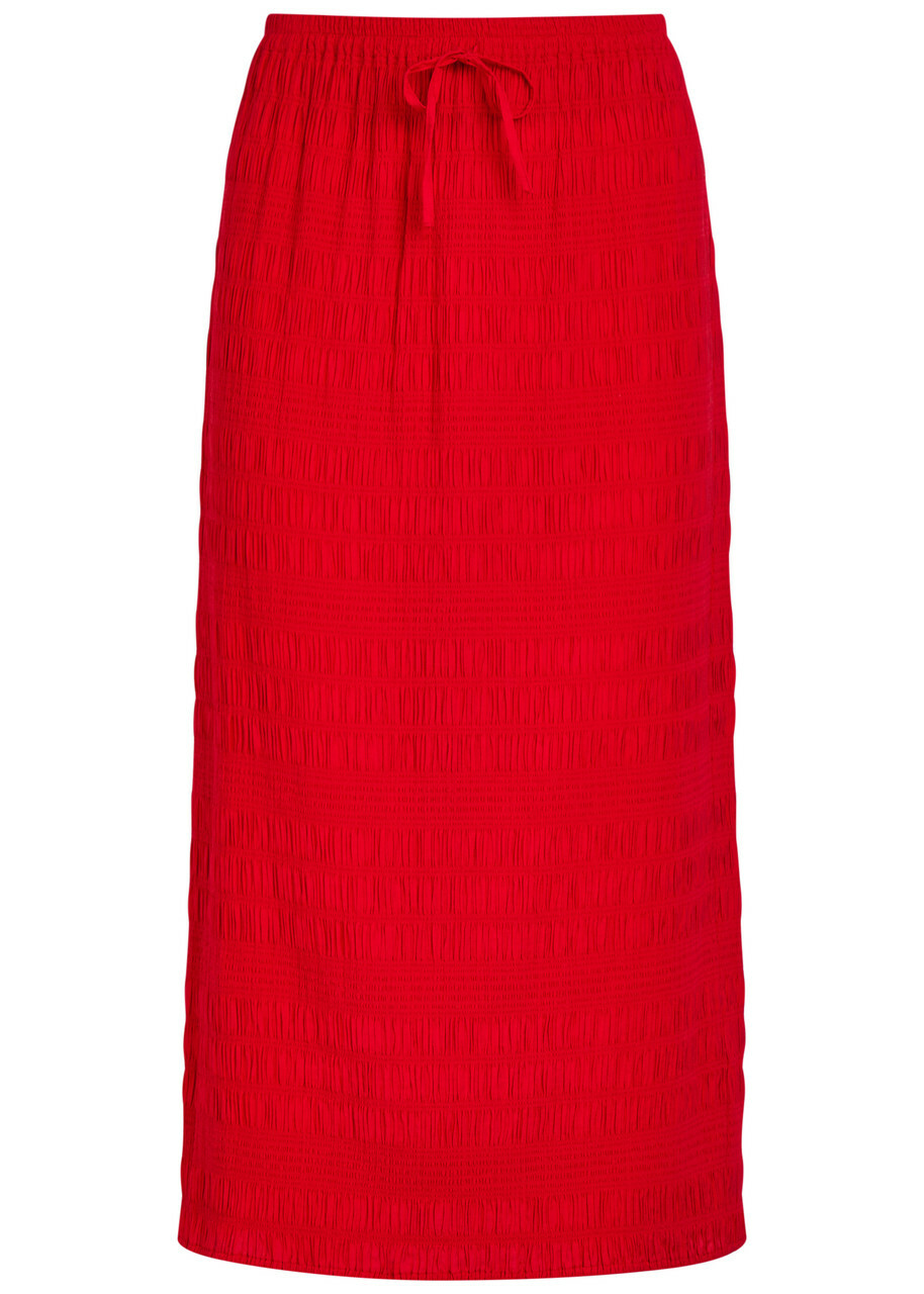 Polo Ralph Lauren Shirred Woven Midi Skirt Red