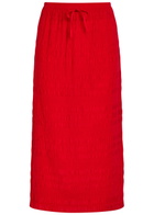 Polo Ralph Lauren Shirred Woven Midi Skirt Red