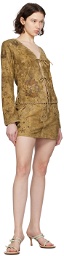 GUESS USA Tan Printed Suede Blouse