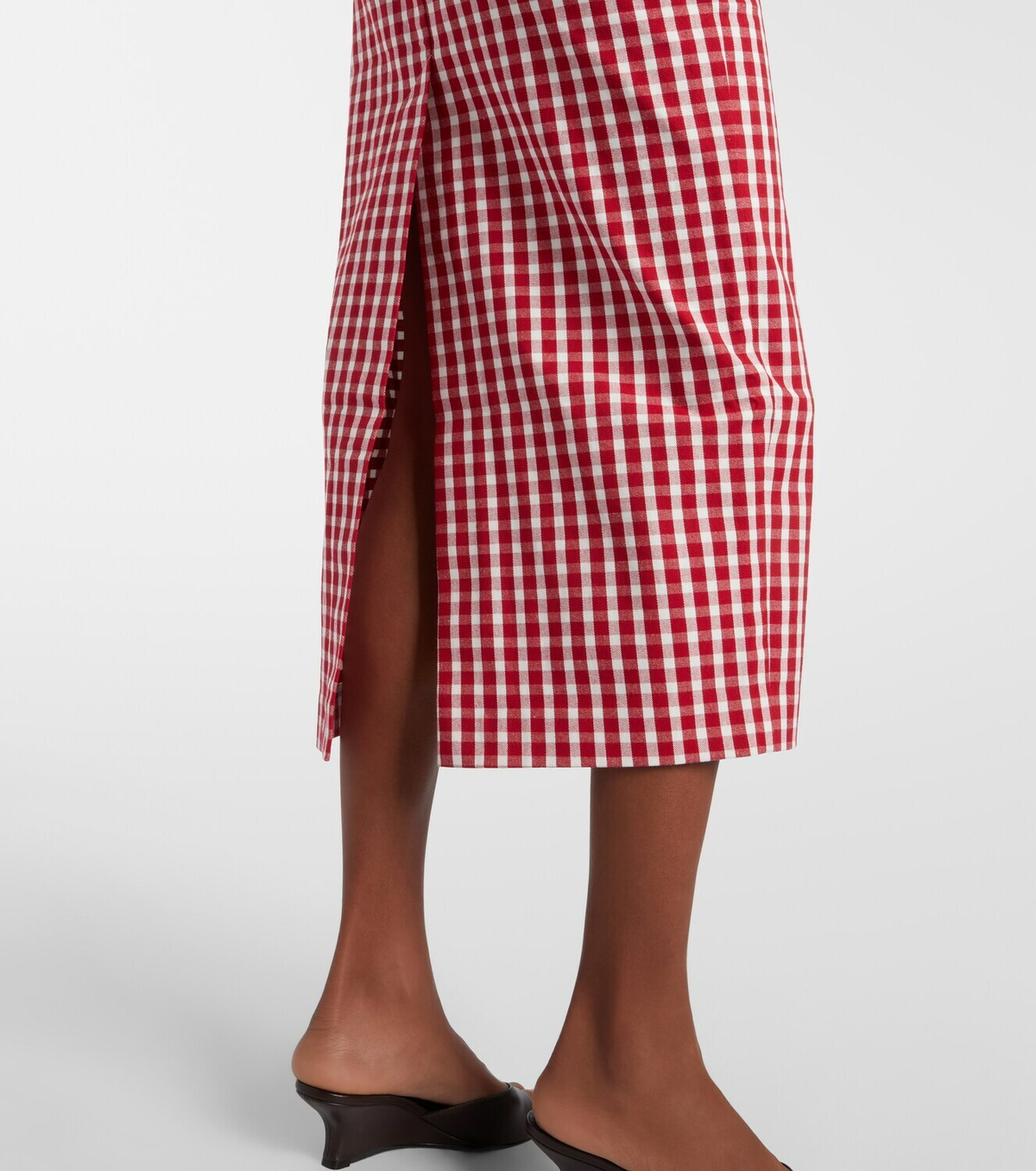 Posse Ebony gingham lace-trimmed cotton-blend midi dress