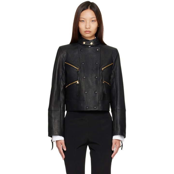 Photo: BALMAIN Black Buttoned Lambskin Biker Jacket