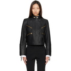 BALMAIN Black Buttoned Lambskin Biker Jacket