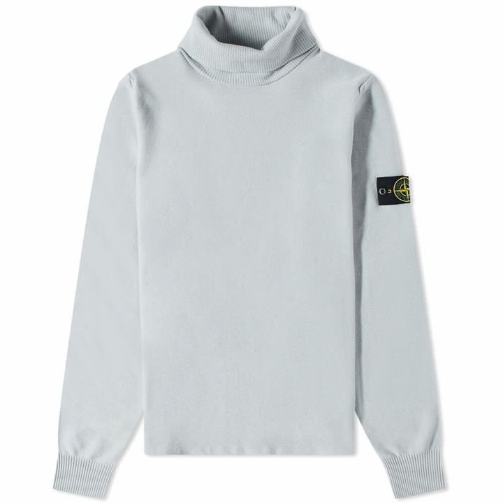 Photo: Stone Island Men's Stretch Wool Roll Neck Knit in Pearly Grey