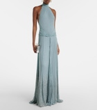 The New Arrivals Ilkyaz Ozel Halo embellished draped silk gown
