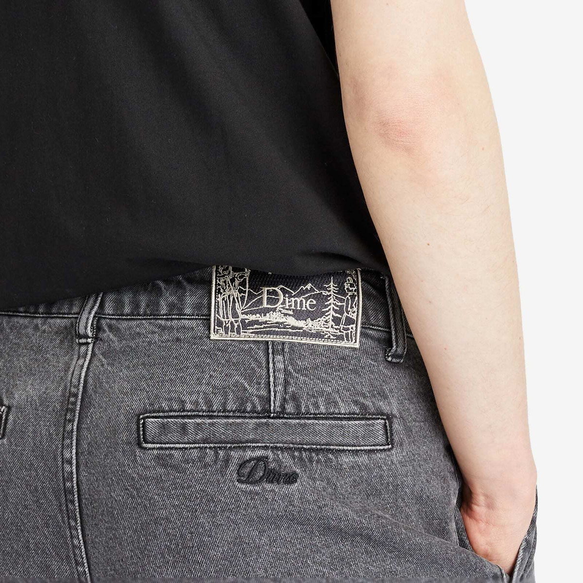 Dime Men's Pleated Denim Shorts in Faded Black