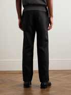 Stòffa - Slim-Fit Straight-Leg Linen Drawstring Trousers - Black