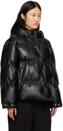 Stella McCartney Black Press-Stud Faux-Leather Puffer Jacket