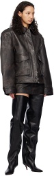 REMAIN Birger Christensen SSENSE Exclusive Brown Leather Miniskirt