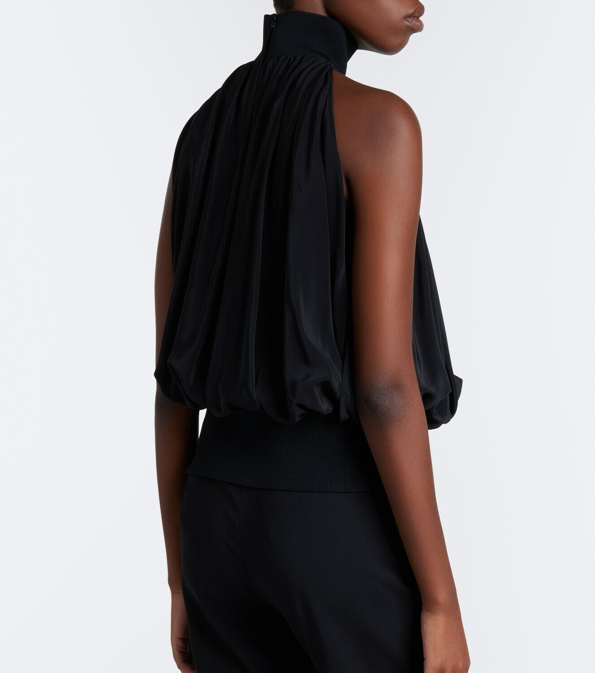 Sportmax Draped halterneck silk satin top