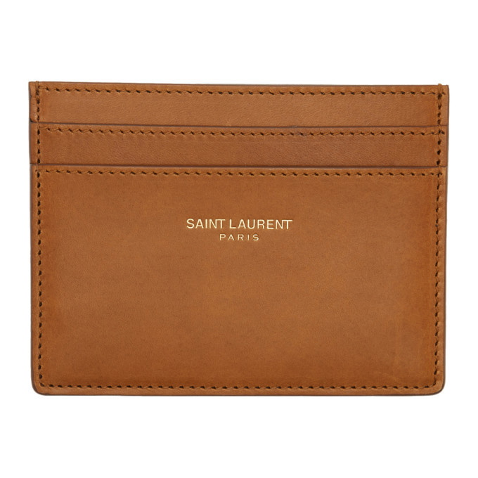 Saint Laurent Logo Card Holder - Brown for Men