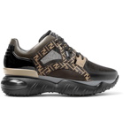 Fendi - Logo-Jacquard Mesh, Leather, PVC and Rubber Sneakers - Black