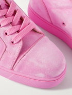Christian Louboutin - Louis Junior Orlato Grosgrain-Trimmed Suede Sneakers - Pink
