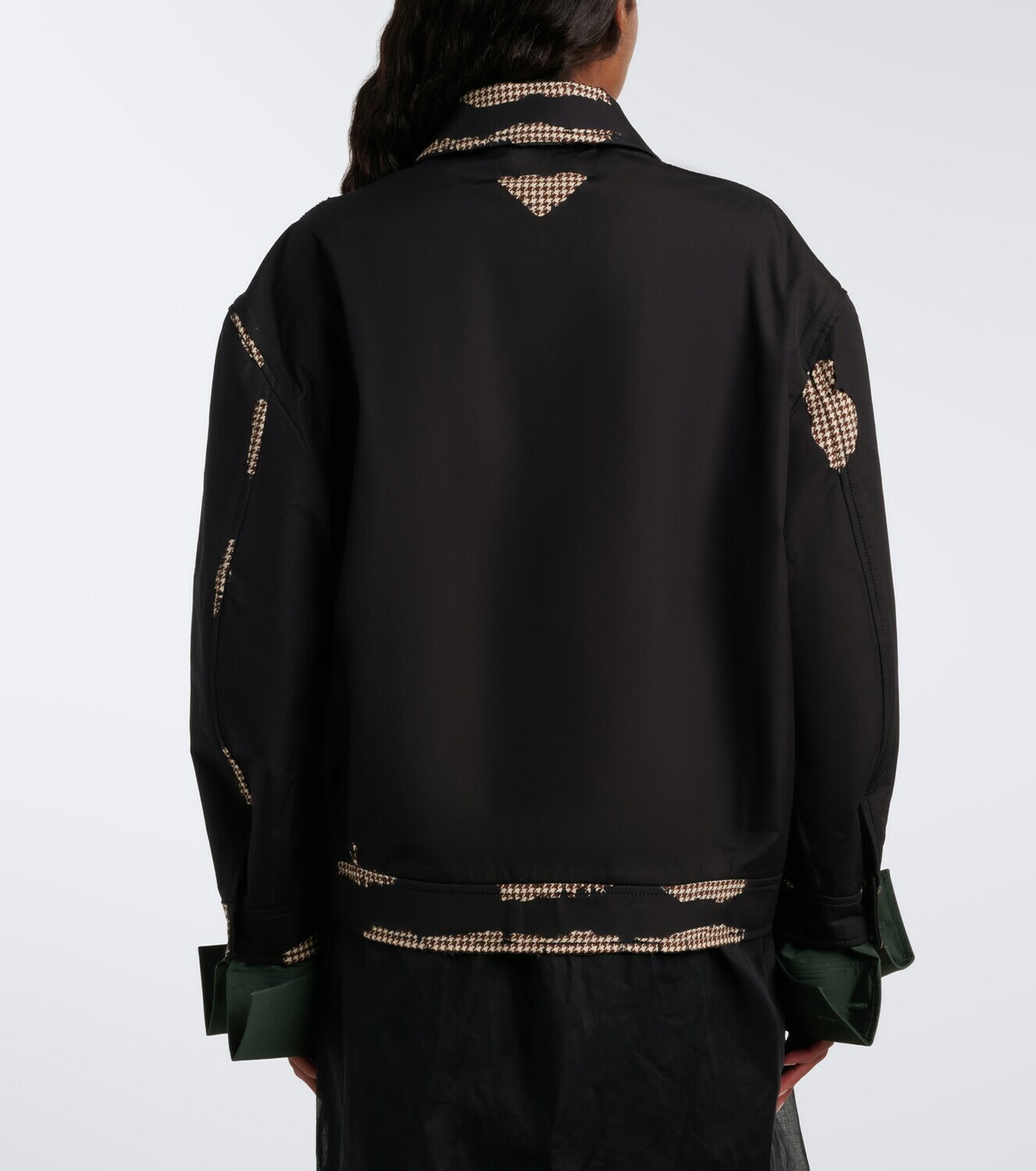 Prada Houndstooth devoré cotton blouson jacket