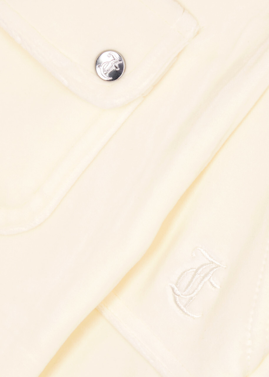 Juicy Couture Del Ray Logo Velour Sweatpants Cream