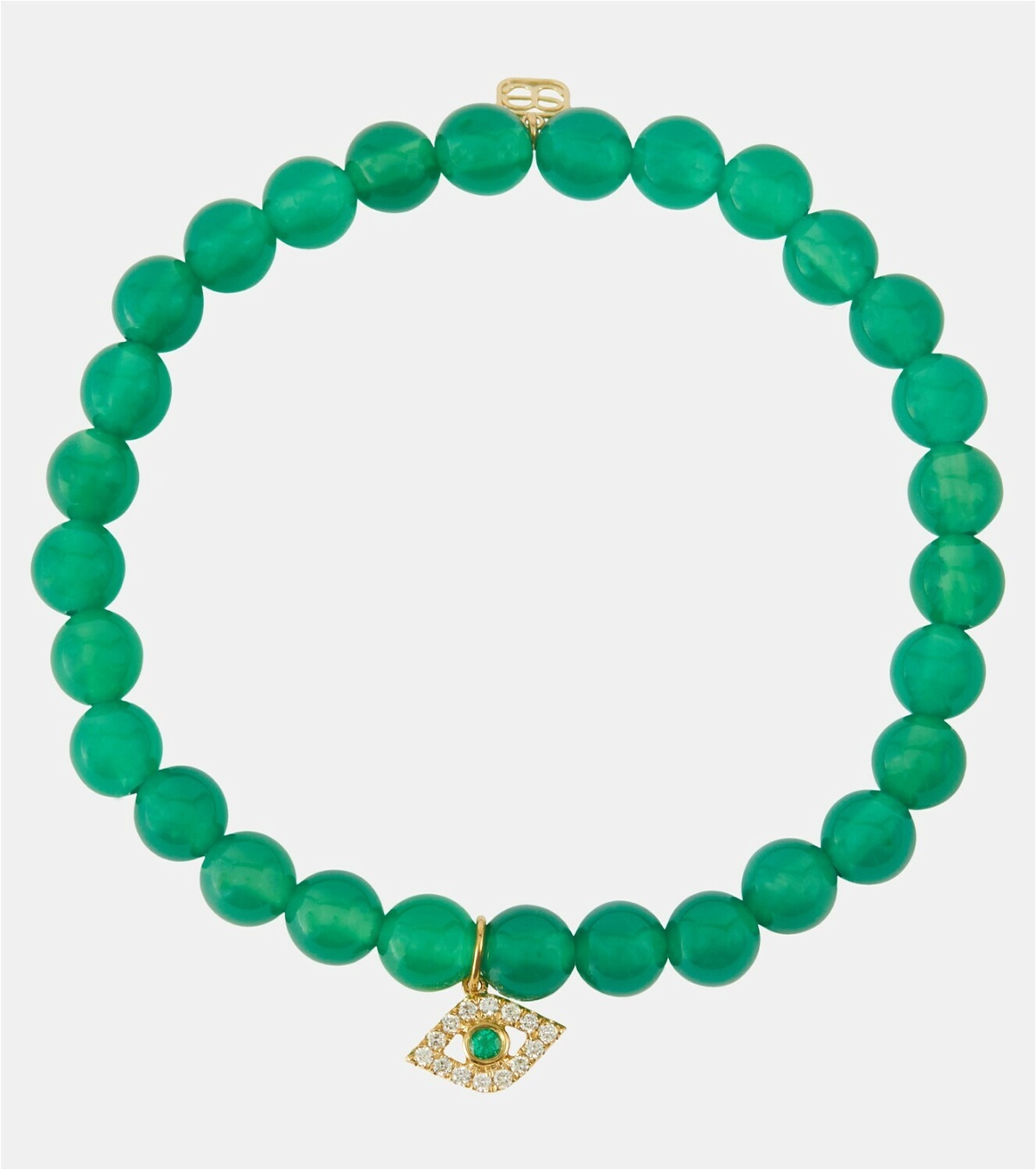 Sydney Evan Evil Eye 14kt gold and onyx bracelet with an emerald and diamonds