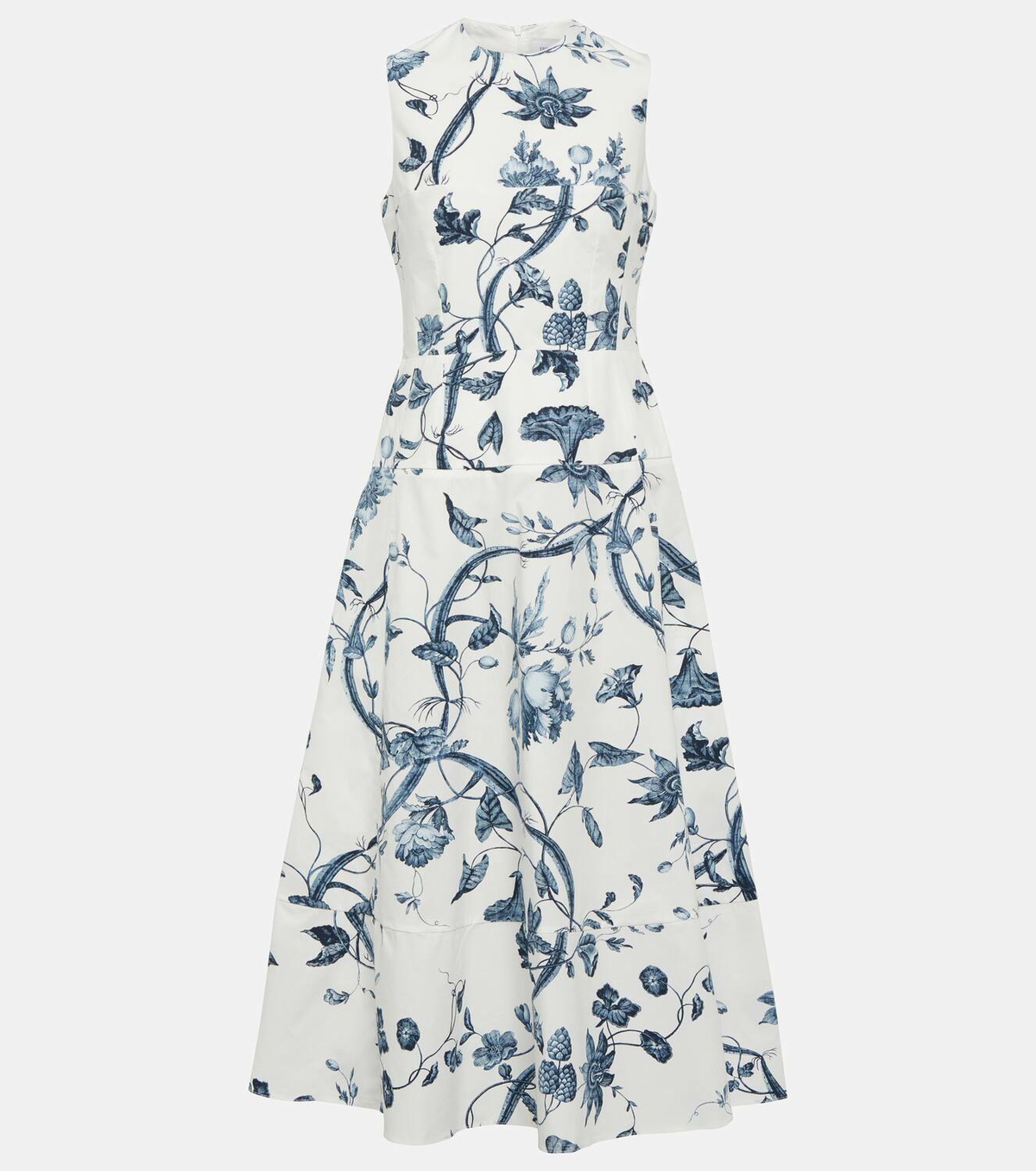 ■ERDEM(アーデム) Floral cotton poplin ミディドレス Floral cotton poplin midi dress in white - Erdem | Mytheresa