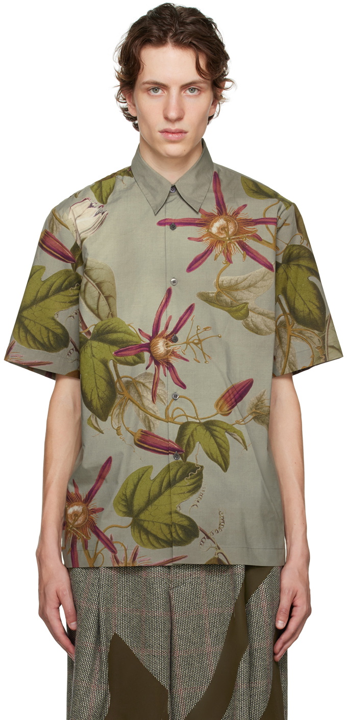 Dries Van Noten Gray Floral Shirt Dries Van Noten