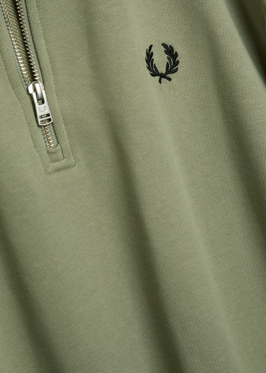 Fred Perry Half-zip Logo-embroidered Cotton Sweatshirt Light Green