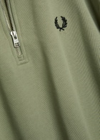 Fred Perry Half-zip Logo-embroidered Cotton Sweatshirt Light Green