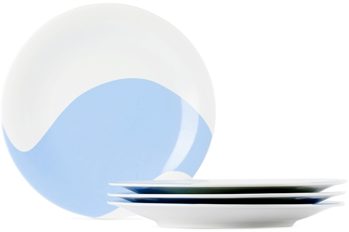 Photo: Misette White & Blue Colorblock Dinner Plate Set, 4 pcs